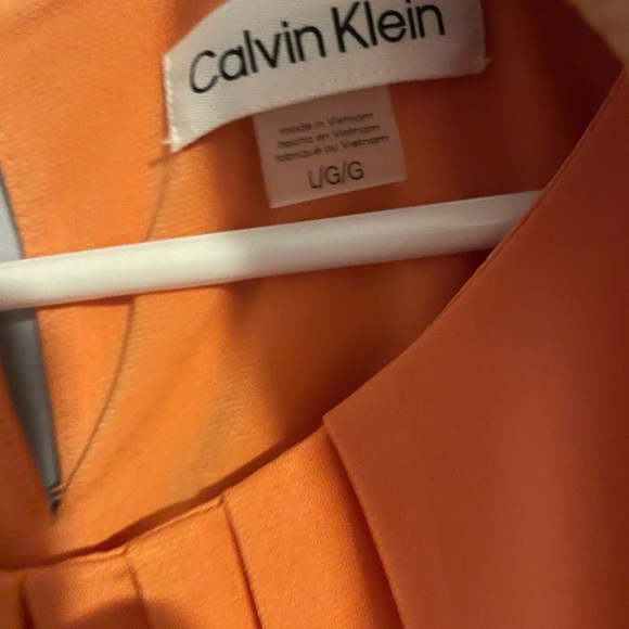 Calvin Klein Orange Pleated Blouse - Picture 2 of 5